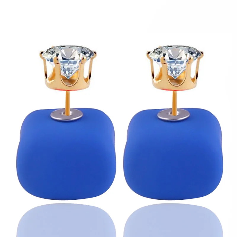 14 цветов Новое поступление резиновые Двухсторонние серьги с жемчугом ярких