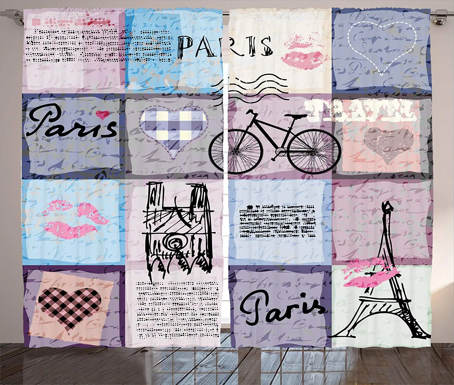 Декор для квартиры занавески гранж текстурированный Ретро коллаж из Парижа со