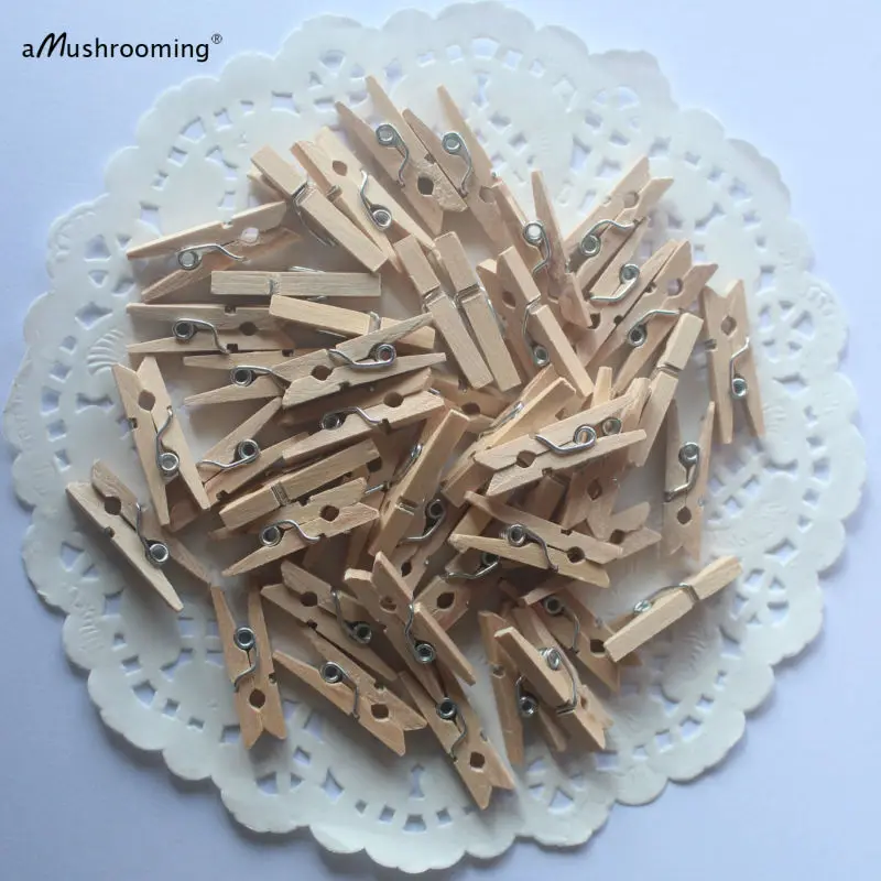 Деревянные регулируемые зажимы для подарочных пакетов 100 шт. из натурального