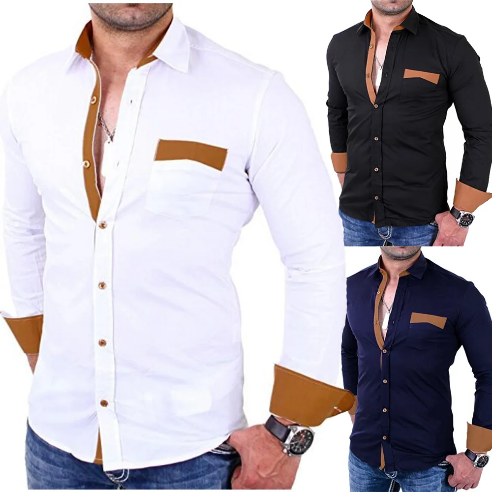 Для мужчин рубашки новый модный бренд Camisa Masculina рубашка с длинными рукавами