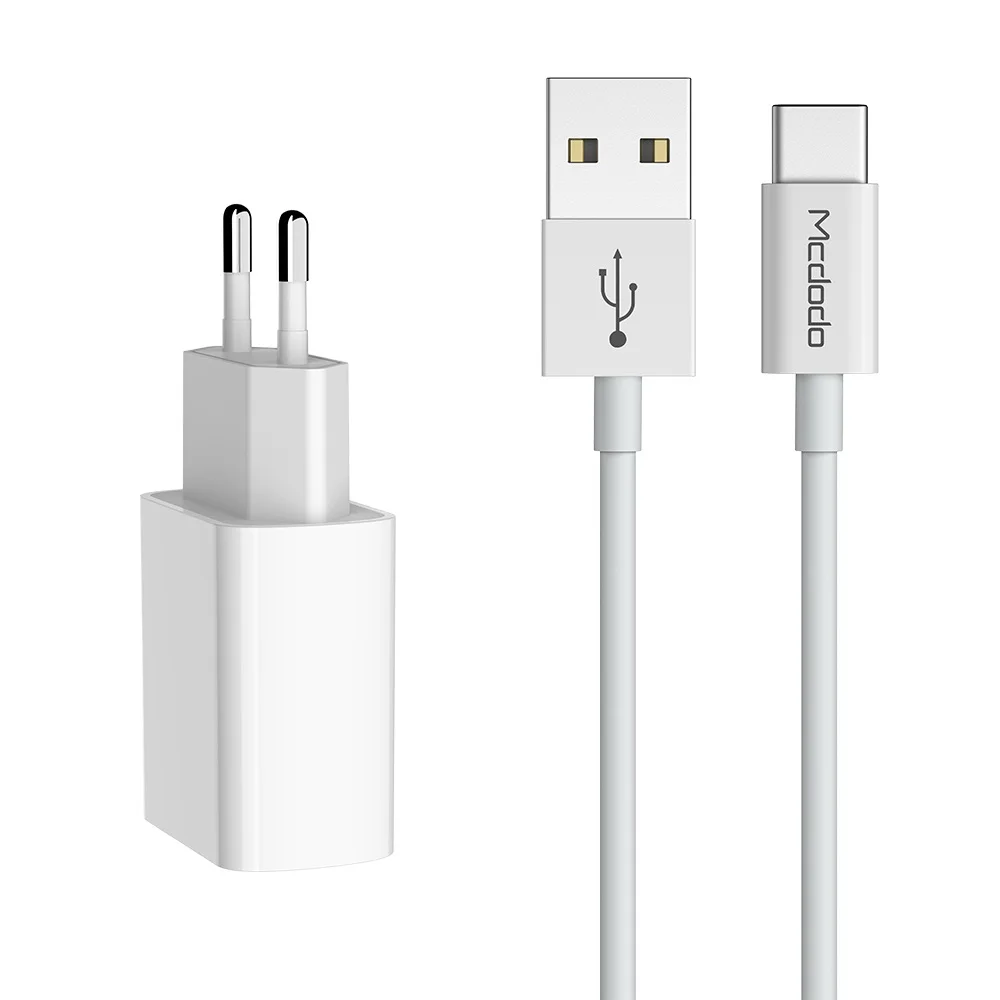 Mcdodo EU адаптер USB зарядное устройство 2.1A Быстрая зарядка для samsung Xiaomi Универсальное зарядное устройство для телефона с кабелем для iPhone type C Micro - Тип штекера: Charger With Type C