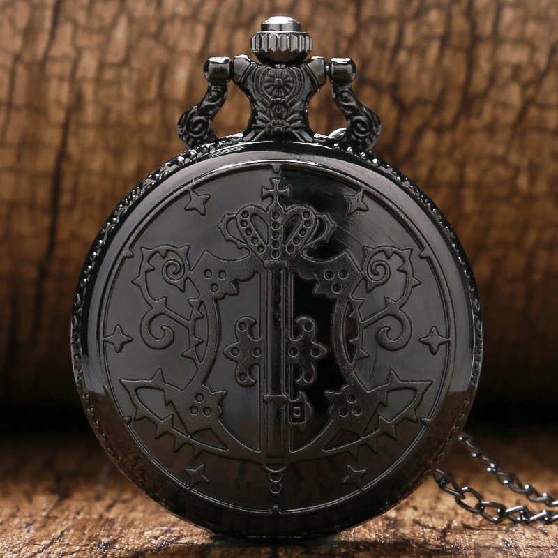 Cool Kuroshitsuji черные дворецкий себастиан кварцевые карманные часы с подвеской и