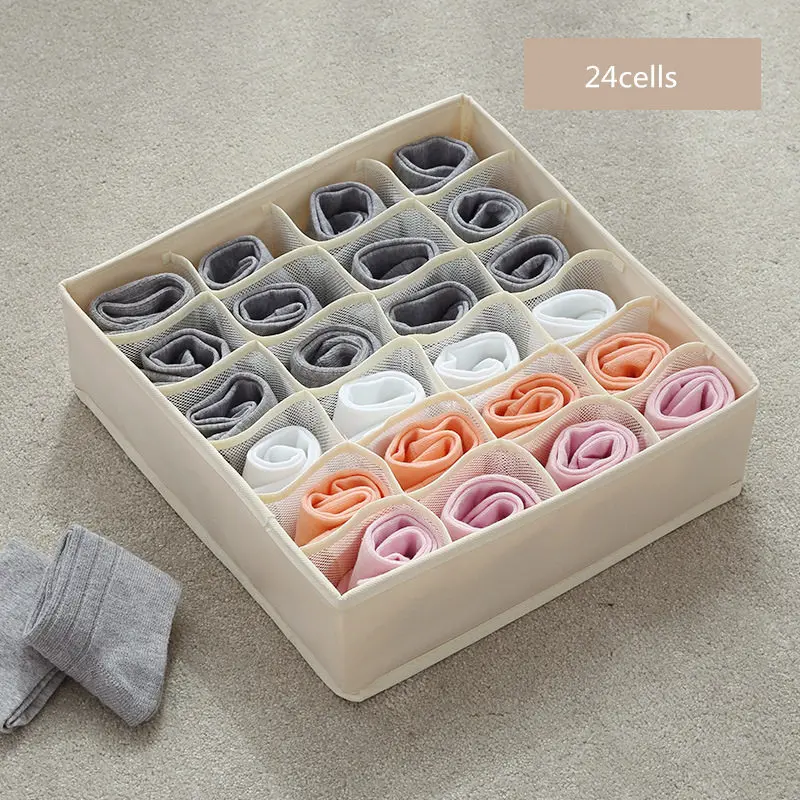 Beige 24cells 7 16 24 ячеек воды Wahable нижнее белье Органайзер для женщин и мужчин ящик для хранения для носков бюстгальтеры 1 шт гардероб легко аккуратное хранение коробка - Color: Beige 24cells