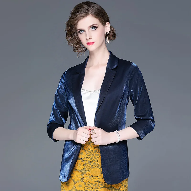 Весенне-осенние блестящие блейзеры Сатиновые мини-женские костюмы платья