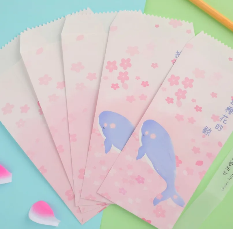 

150 pcs/set Cartoon Cherry blossom chubby pig paper gift window envelopes Cartoon animals paper envelopes/papel