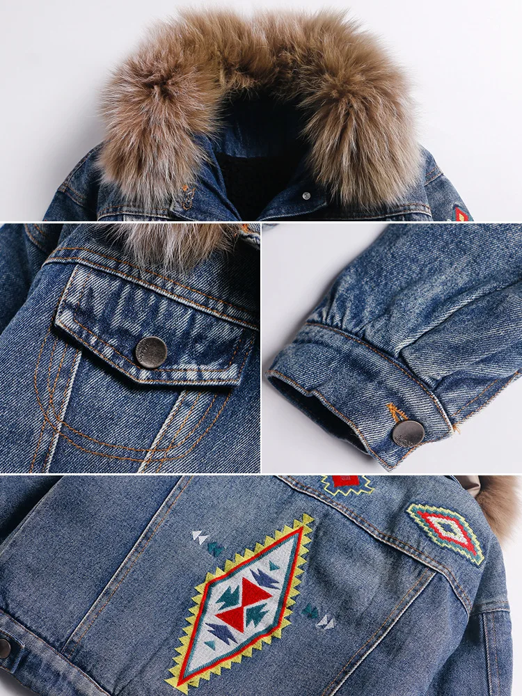 Осень зима 2018 новая детская Вельветовая Толстая джинсовая куртка с меховым