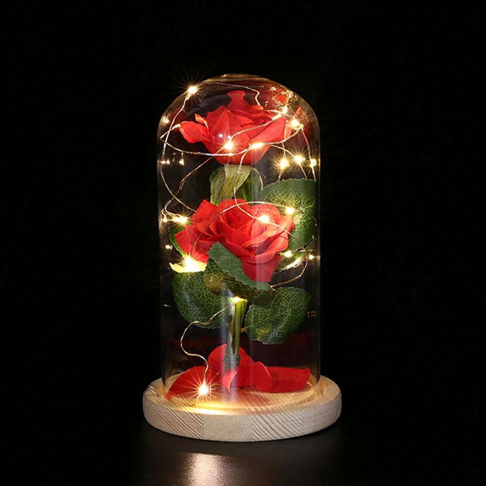 Цветы со стеклянным покрытием 2 шт. светодиодные гирлянды с розовыми цветами для