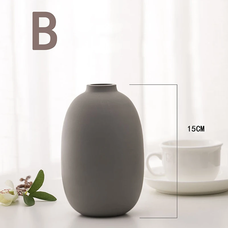 B Gray 15cm Европейская керамическая ваза, серые мини вазы, креативная ручная работа, матовый песок, Маленькая ваза, ремесла, модные украшения дома, аксессуары - Цвет: B Gray 15cm