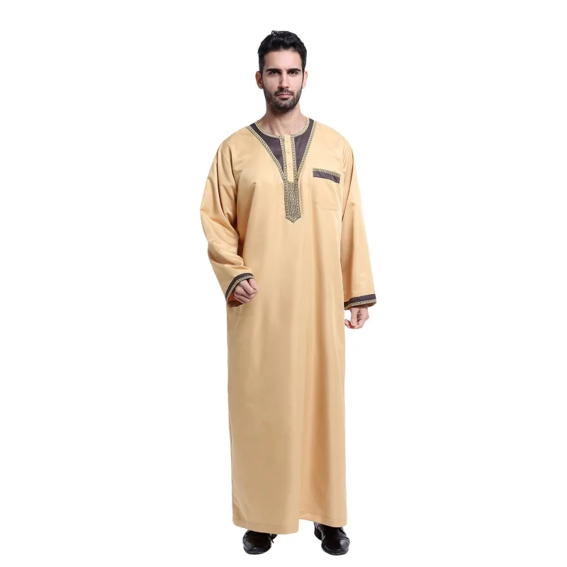 Модные Для мужчин Саудовская Стиль Тобе Thoub Абаи халат Daffah Dishdasha исламский