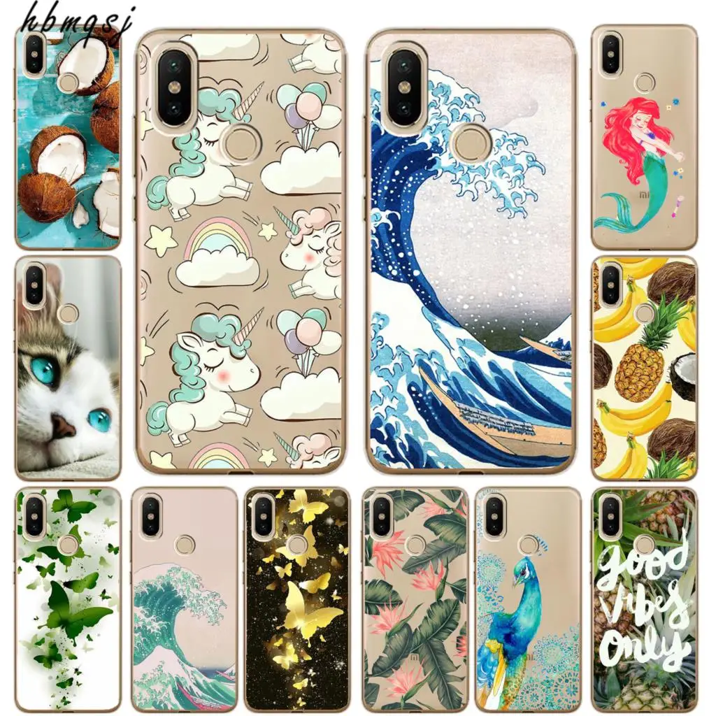 Силиконовый чехол для xiaomi mi a2 lite a1 8 mix 2s f1 redmi 5 plus 6 6a note pro fudna wave телефона с рисунком