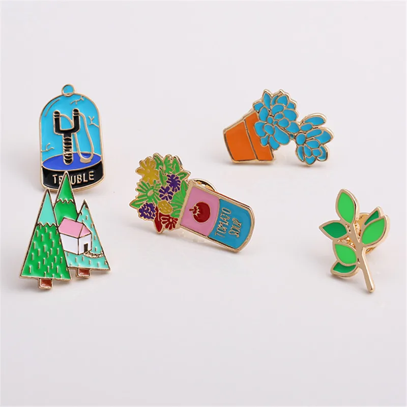 Free shipping fashion ladies jewelry New selling enamel flower and tree plant shape man woman decoration brooch badge | Украшения и