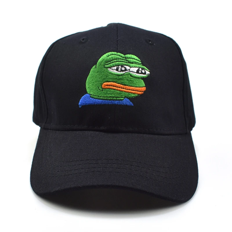 Грустно Кермит Чай Кепки лягушка Pepe неможет человек Вышивка Защита от солнца