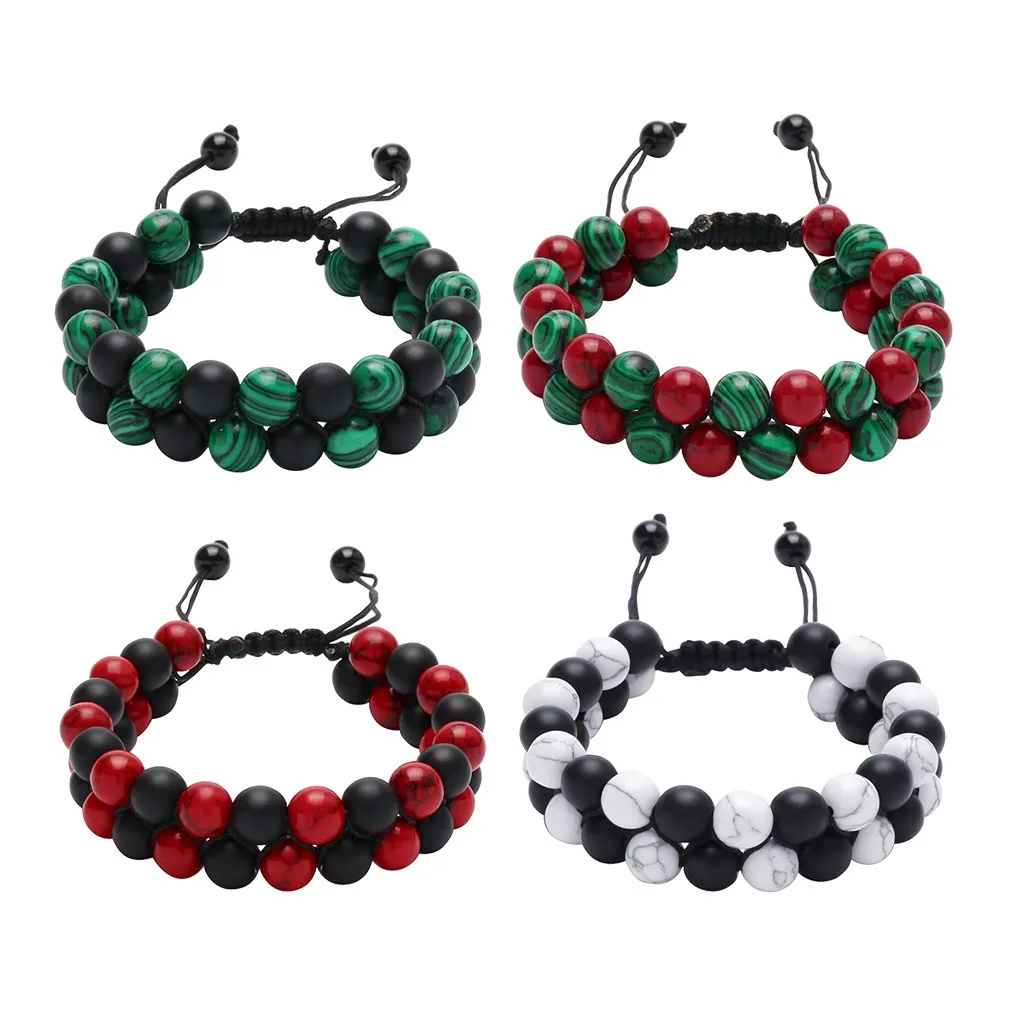 Браслет из бусин натурального камня матовое искусственное украшение подарок для