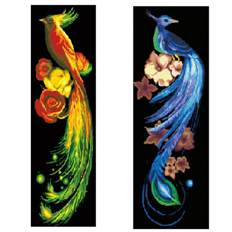 Новый Diy Алмазная вышивка золотой Феникс синий вертикальная версия картина