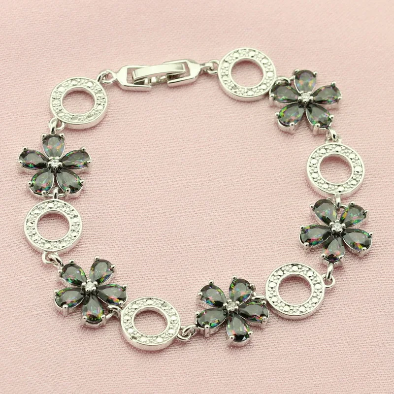 Новый Топ Многоцветный кубический цирконий серебряный цвет свадебные комплекты