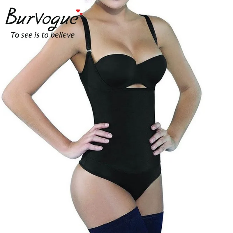 Корректирующее белье из латекса Burvogue для коррекции талии, Корректирующее белье для женщин, Корректирующее белье с контролем талии, нижнее белье на молнии, сексуальное нижнее белье, боди - Цвет: Black