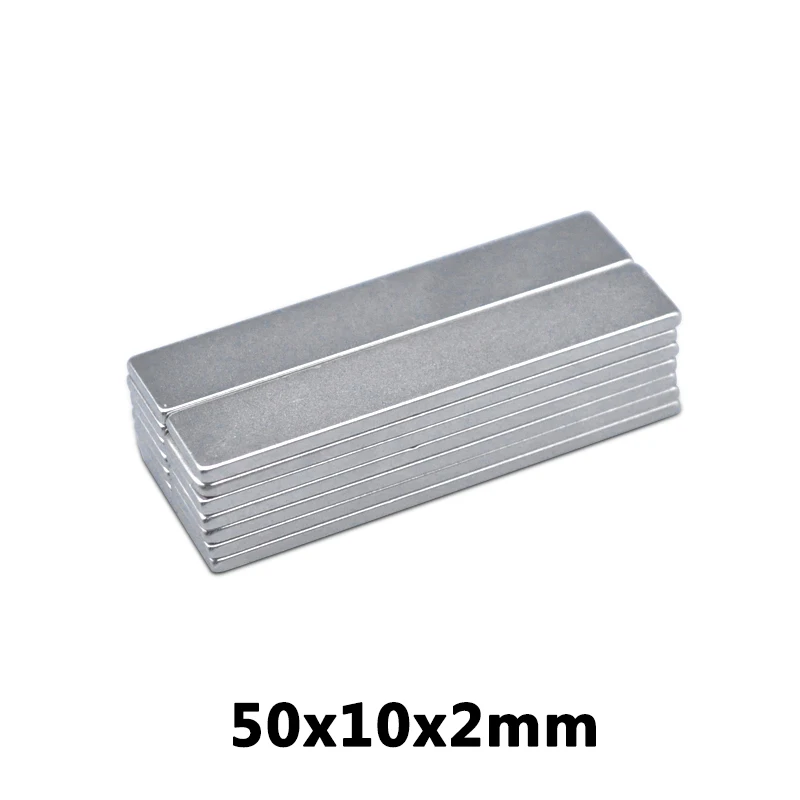 8 шт. 50x10x2 очень сильный Неодимовый блок50*10*2 N35 класс мощный постоянный