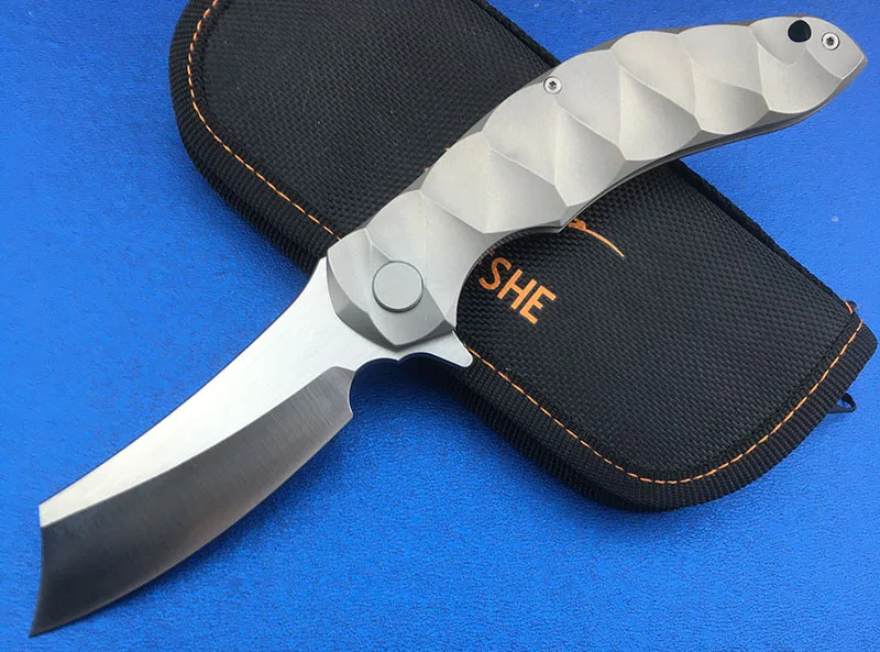 Титановый плавник LEMIFSHE 032 D2 blade TC4 тактический складной нож с шарикоподшипником