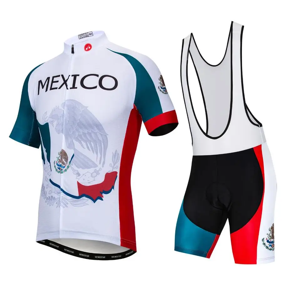 Jersey Bib Shorts Мексиканская команда для мужчин Велоспорт Джерси нагрудник наборы Pad шорты Летняя с коротким рукавом велосипед одежда Maillots Ropa Ciclismo велосипедная одежда - Цвет: Jersey Bib Shorts
