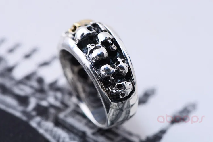 Punk Two Tone Sterling Silver Multi Skull Heads Ring for Men Women Size 8 9 10 11 11.5 Free Shipping | Украшения и аксессуары