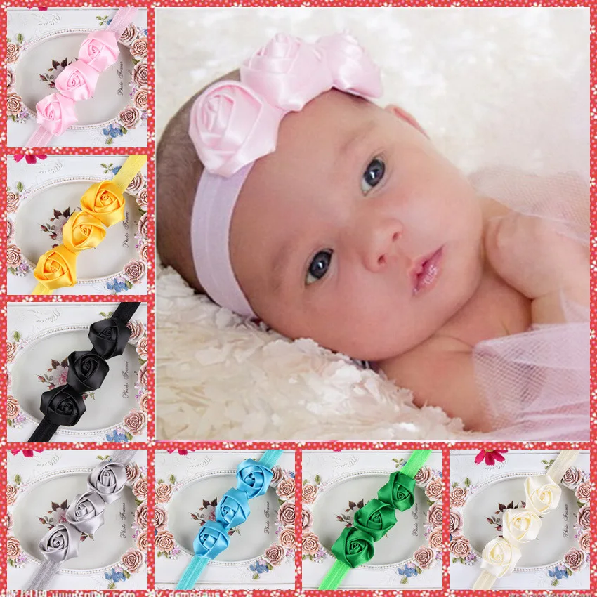 Новые детские украшения для волос повязки на голову три цветка атласная роза