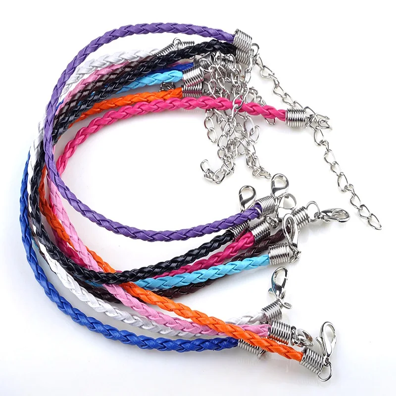 10 шт./лот легко застежка разноцветные браслеты из искусственной кожи для женщин и