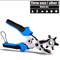 1 pcs multifunctional punch pliers revolving tool leather punch tool buttons rivets eyelets belt puncher punch round hole