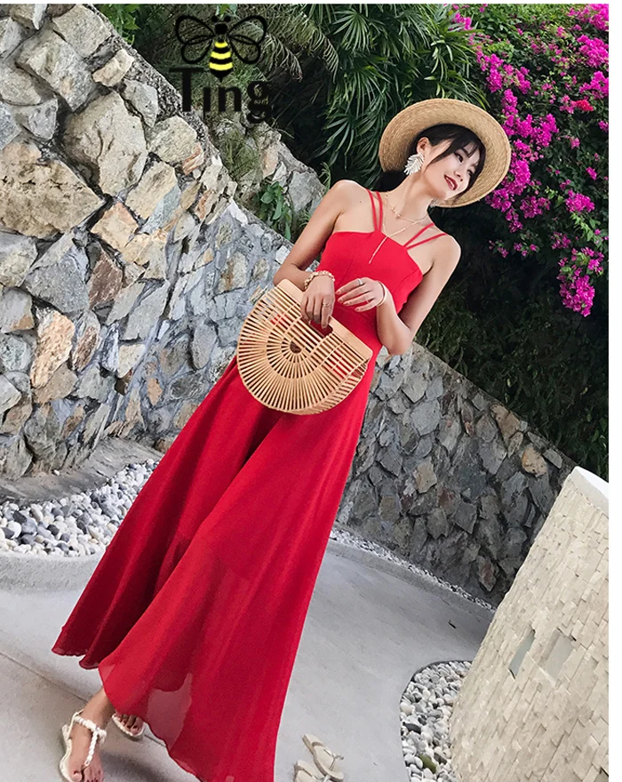 Tingfly пляжное богемное Летнее Длинное платье vestidos женское сексуальное платье с открытой спиной и v-образным вырезом на бретельках женское белое красное платье Макси