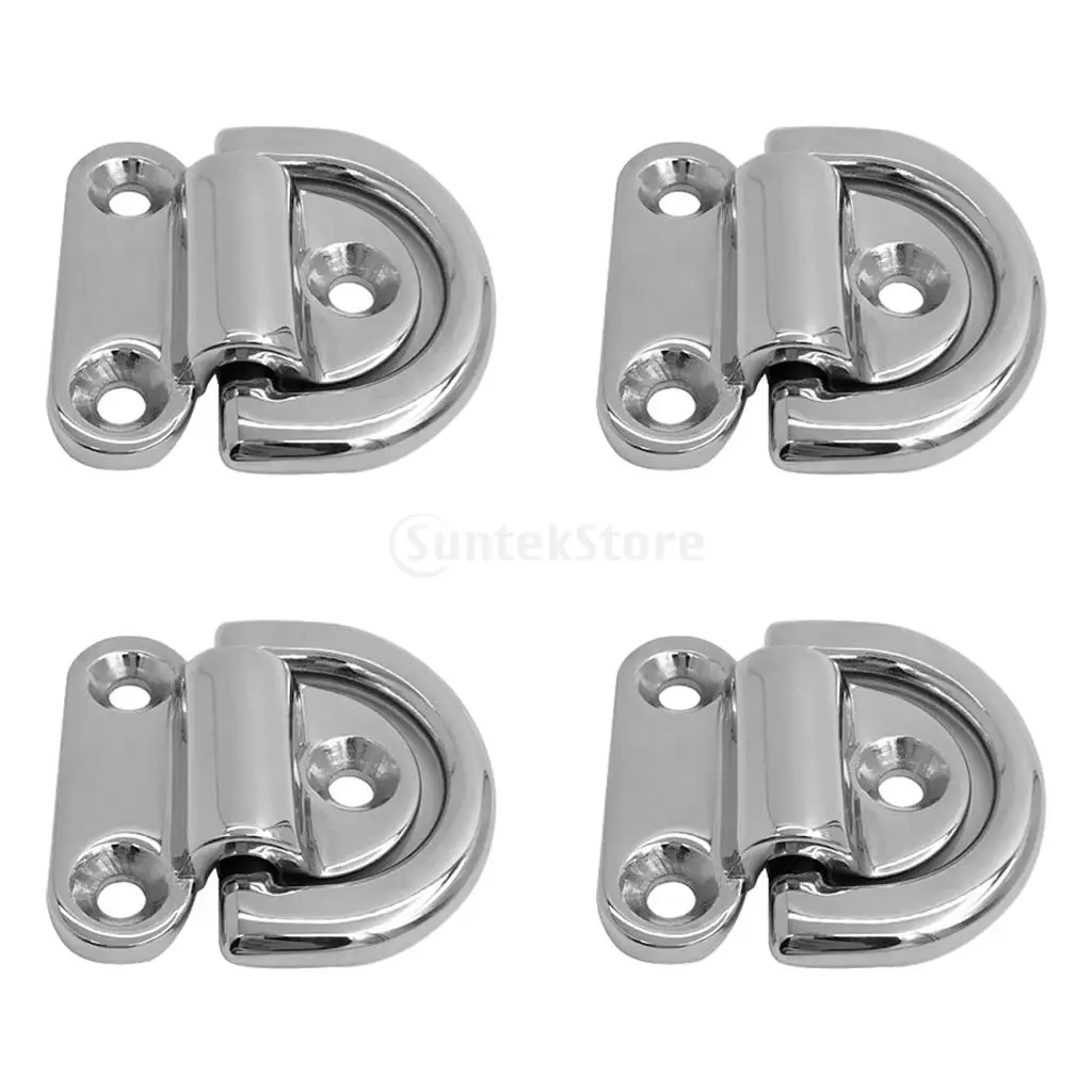 

4pcs Small Folding Pad Eye Deck Lashing Ring Staple Cleat for Trailer Boat