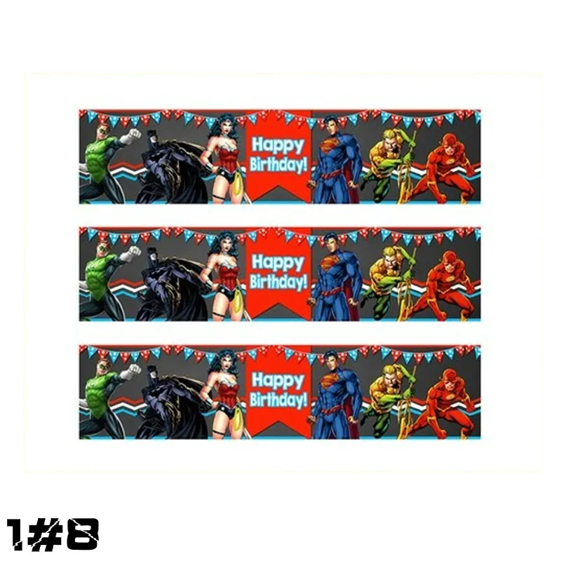 (1-8) 6PCS 6 шт., 4 вида стилей, Мстители, герой, Супермен, Бэтмен, Халк, Железный человек, бутылка для воды, этикетка, выбор для мальчиков, день рождения, украшения для детей - Цвет: (1-8) 6PCS