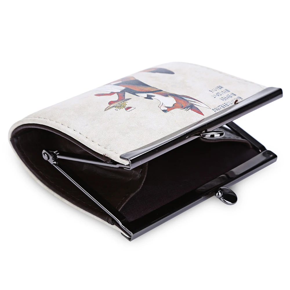 Мультфильм Для женщин кошельки портмоне кожа лиса бумажник небольшой кошелек