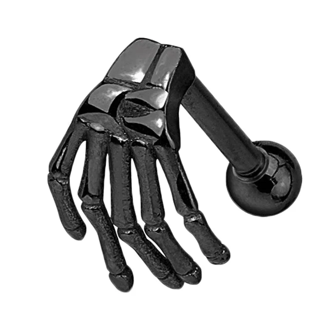 1 шт. модные серьги гвоздики из нержавеющей стали в форме скелета призрака руки