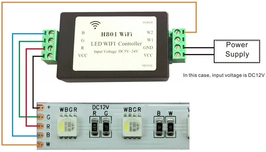H801 WiFi RGBW светодиодный WIFI контроллер DC5-24V вход 4CH * 4A выход | Лампы и освещение