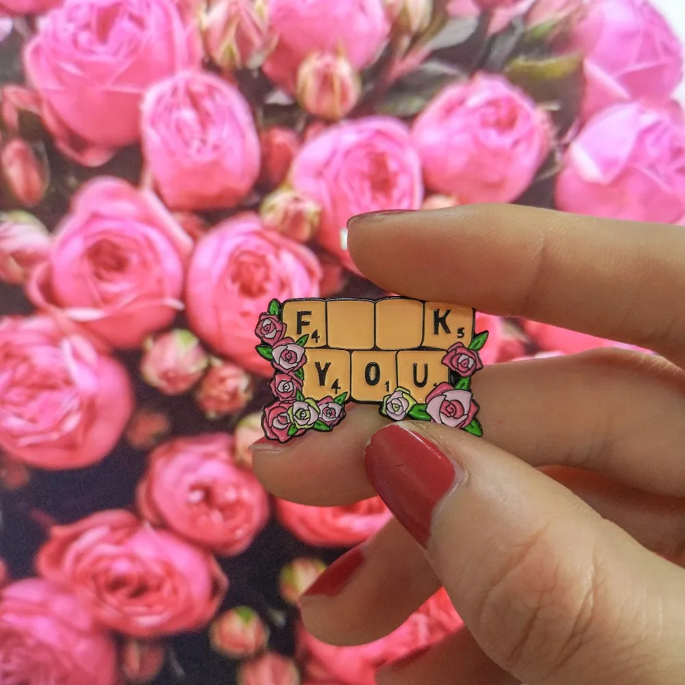 

Feminism liberalism Red Rose Floral Keyboard XXXX YOU Feminist Pins Backpack Badge Brooches Enamel Lapel Pin Gift for Women girl
