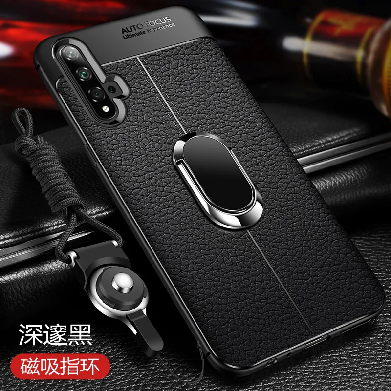 Для huawei honor 20 Pro Чехол роскошная кожаная текстура с подставкой Кольцо Магнит защитный чехол на заднюю панель для huawei honor 20 20pro