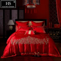 euro embroidery versailles 469pieces bedding sets red cotton double bed linen cushion cover bedspread bed sheets pillowcase
