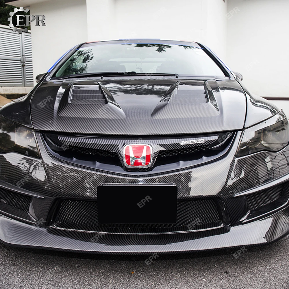 Карбоновая гоночная Накладка для Civic(2006-2008), передняя решетка из углеродного волокна(США), обвес, тюнинговая часть для Civic, бампер, крышка носа