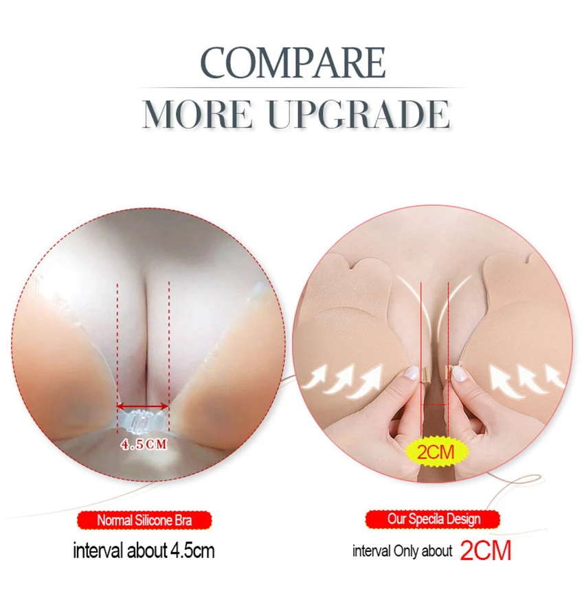 Invisible Push Up Bra Reusable Strapless Adhesive Bra Women Breast Petals Nipple Cover Self Adhesive Silicone Sticky Rabbit Bras
