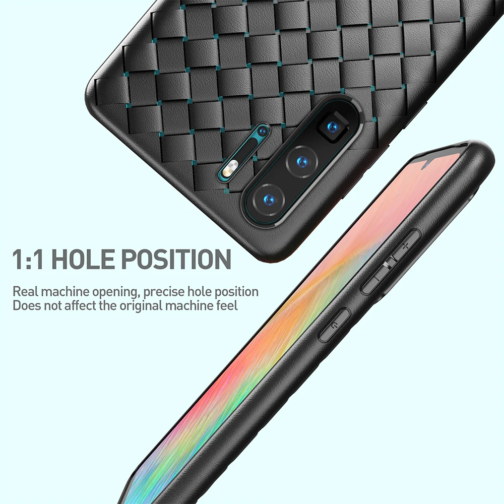 KEYSION Super Soft Phone Case For Huawei P30 Pro P20 Luxury Grid Weaving Mate 20 10 Radiating Cover Silicone |