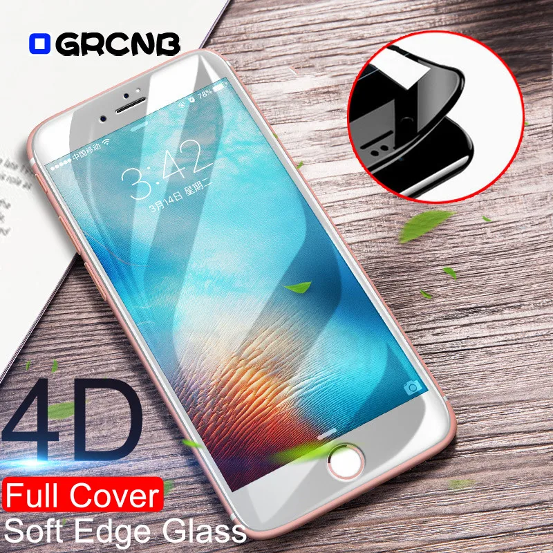4D закругленные края полное покрытие экрана протектор для iPhone 7 6s 8 6 закаленное стекло на Apple iPhone 6 S 6s 7 8 Plus стеклянная пленка