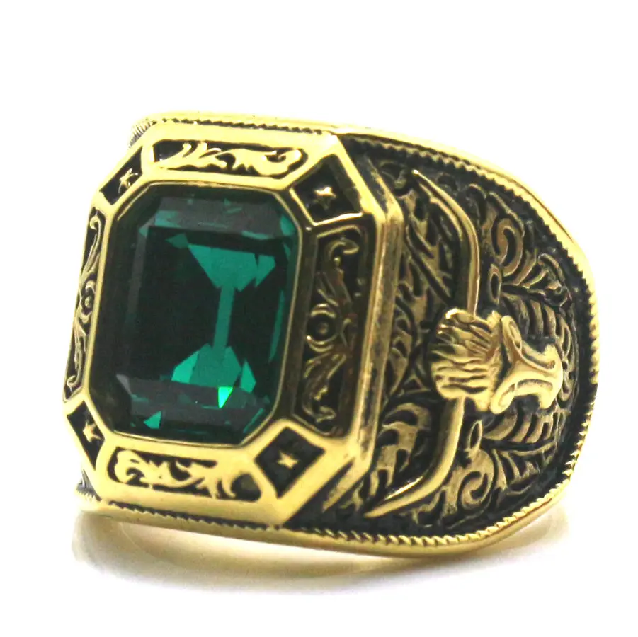 Мужские Мальчики 316L крутое Золотое западное Ковбойское кольцо|ring ring|green stonegreen stone