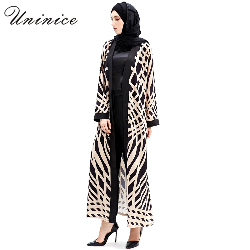 Исламская халат Летняя Открытая abaya Макси платье Винтаж мусульманских Для женщин