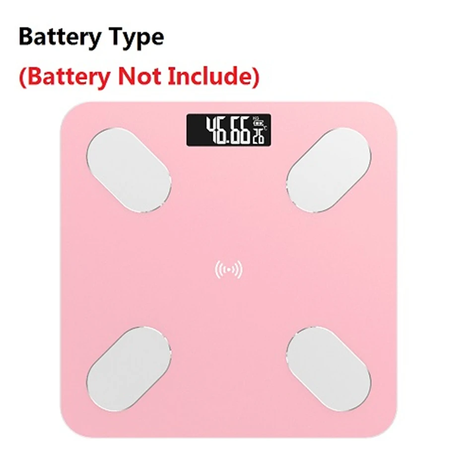 Pink Using battery Лидер продаж, весы для ванной, умные весы, бытовые, Премиум поддержка, Bluetooth, приложение, процент жира, цифровые весы для взвешивания жира - Цвет: Pink Using battery