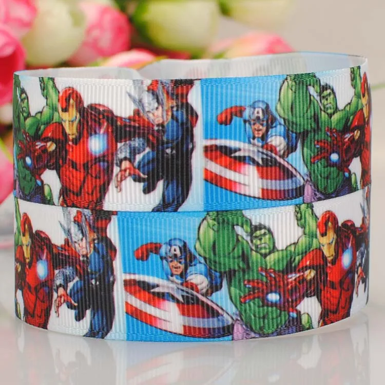 10/50/100 ярдов 1 &quot25 мм лента мстителя фильма печатная grosgrain мультфильм бесплатная