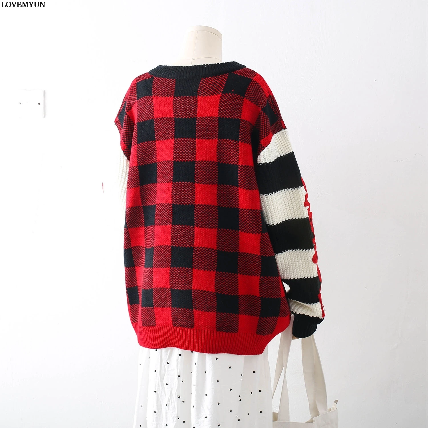 Women Sweater Plaid Tassels Pullover Shirt Embrodiery Sweaters Fashion 2019 Oversized | Женская одежда