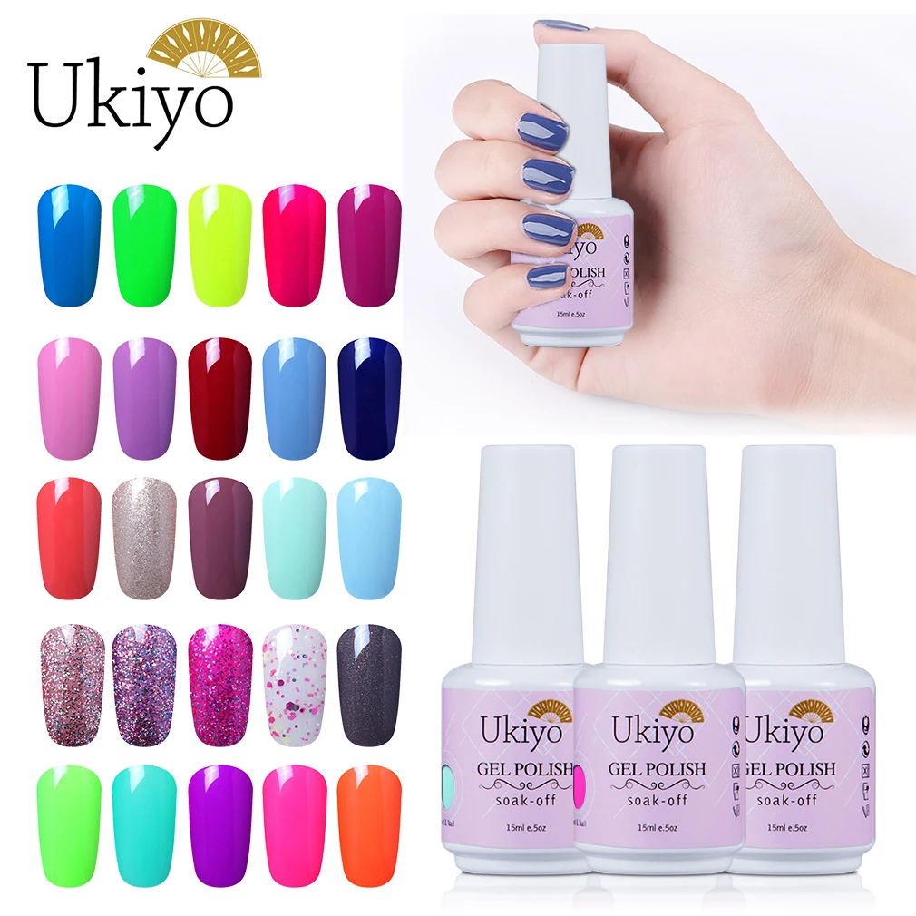 Ukiyo 15 мл гель лак Vernis полуперманентный УФ-гель для ногтей эмаль гель для ногтей геллак замачиваемый блеск лак для ногтей