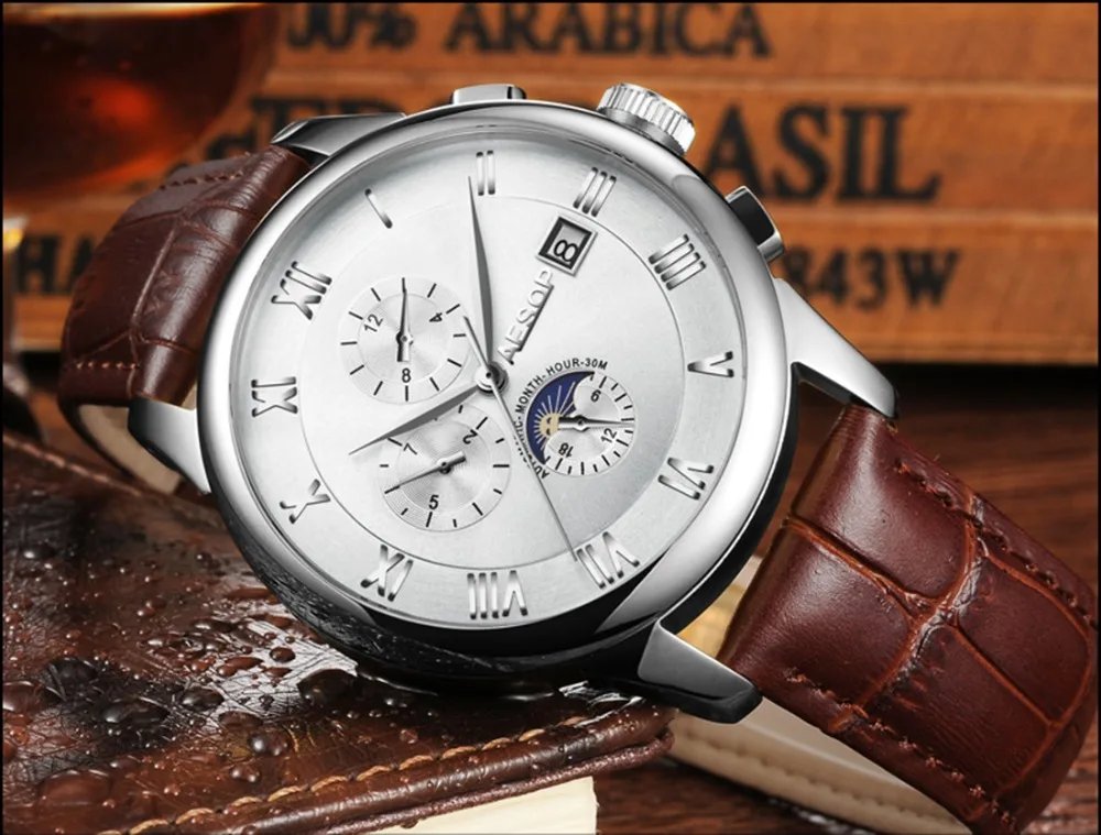 AESOP брендовые часы Мужские Роскошные автоматические механические день дата