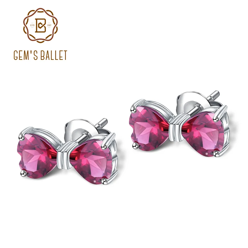 Женские серьги гвоздики с бантом GEM'S BALLET из стерлингового серебра 925 пробы