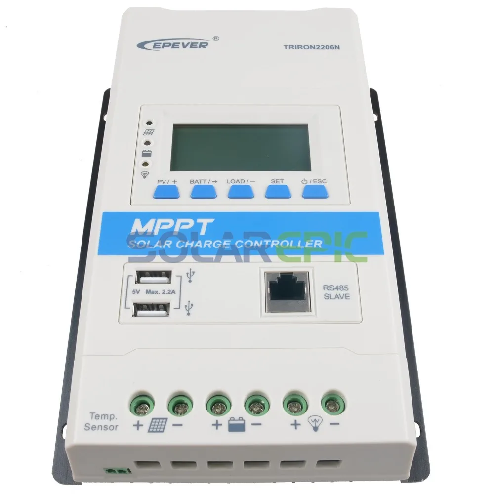 10 А Epever Triron Series модульный контроллер Заряда MPPT 12 В/24 В Triron1206N 60 в PV солнечный