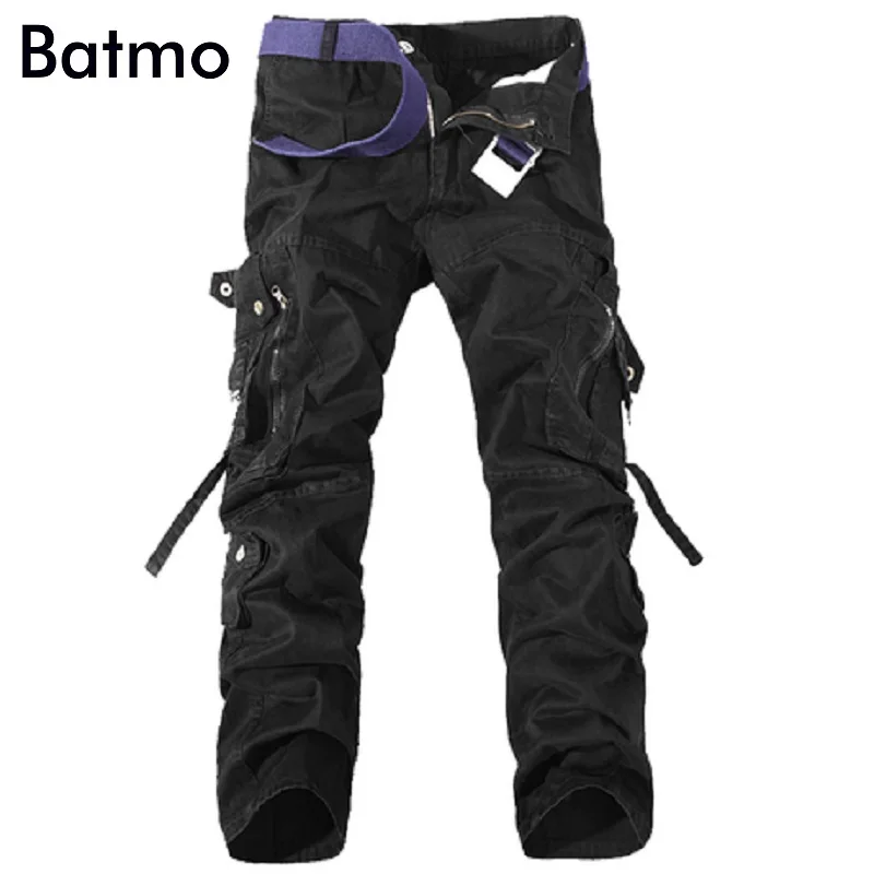 Batmo 2018 Новое поступление высокое качество хлопок много карманов серые брюки